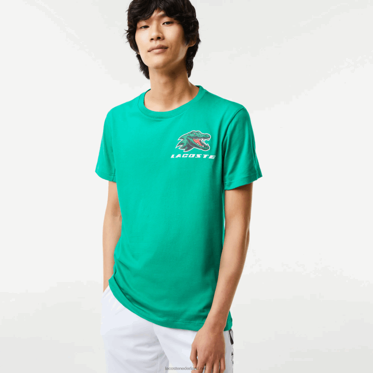 Lacoste tennis t-shirt met krokodillenprint 0828H683 groene hd2 Heren