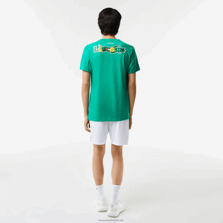 Lacoste tennis t-shirt met krokodillenprint 0828H683 groene hd2 Heren