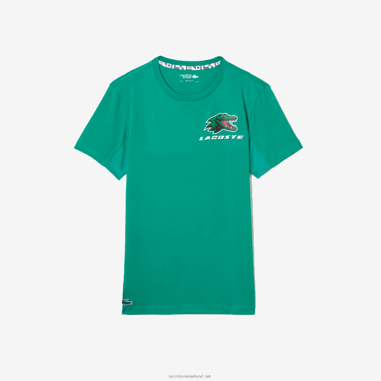 Lacoste tennis t-shirt met krokodillenprint 0828H683 groene hd2 Heren