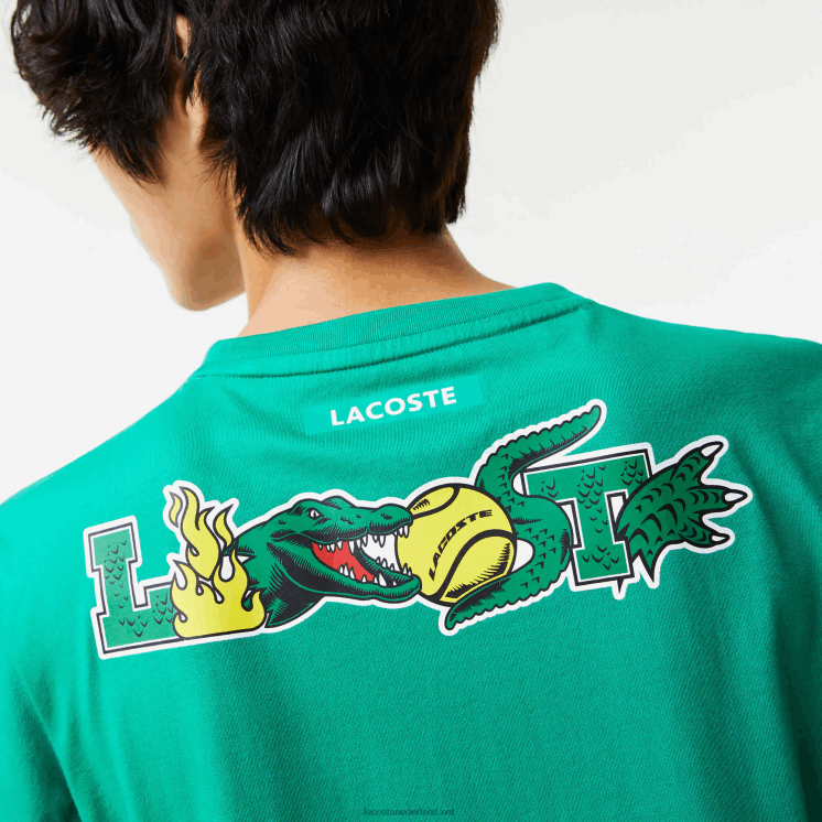 Lacoste tennis t-shirt met krokodillenprint 0828H683 groene hd2 Heren