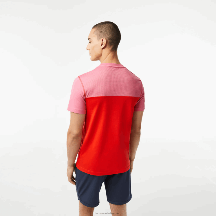 Lacoste tennis x daniil medvedev jersey t-shirt 0828H24 roze rood blauw c1y Heren