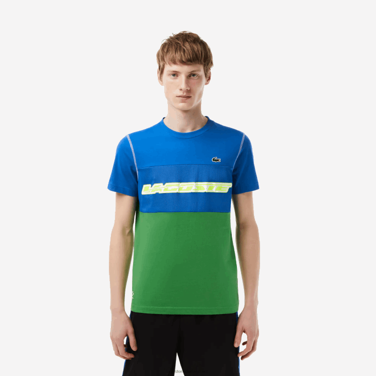 Lacoste tennis x daniil medvedev jersey t-shirt 0828H25 blauw groen wit geel buc Heren
