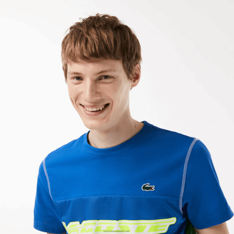 Lacoste tennis x daniil medvedev jersey t-shirt 0828H25 blauw groen wit geel buc Heren