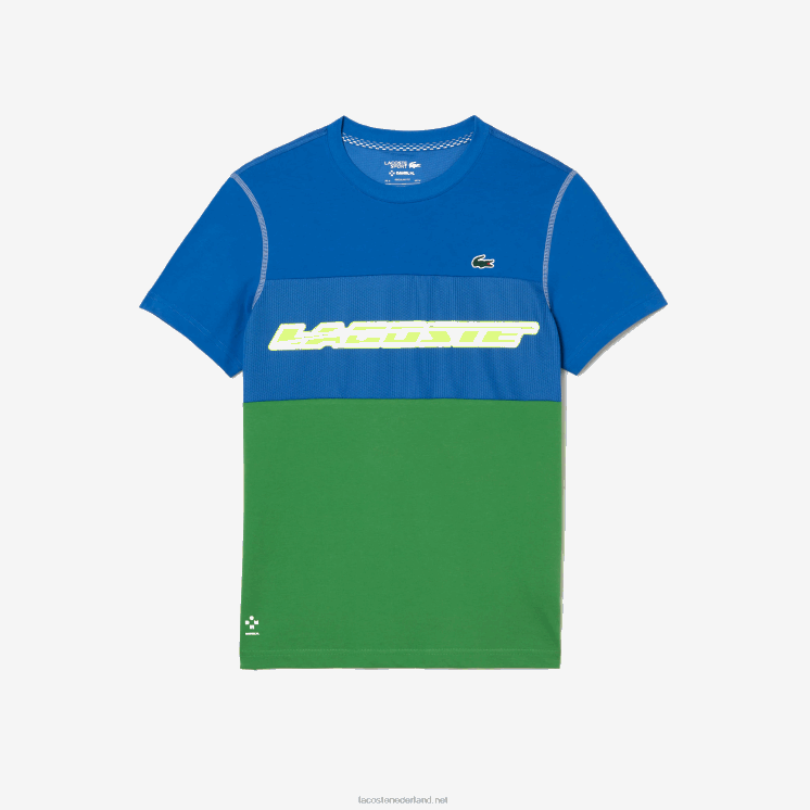 Lacoste tennis x daniil medvedev jersey t-shirt 0828H25 blauw groen wit geel buc Heren