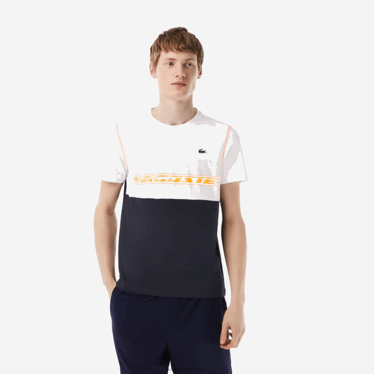 Lacoste tennis x daniil medvedev jersey t-shirt 0828H26 wit blauw oranje wyi Heren