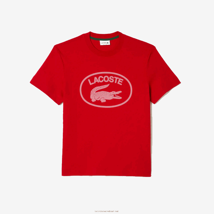 Lacoste ton-sur-ton katoenen T-shirt met relaxte pasvorm 0828H131 rood roze s4i Heren