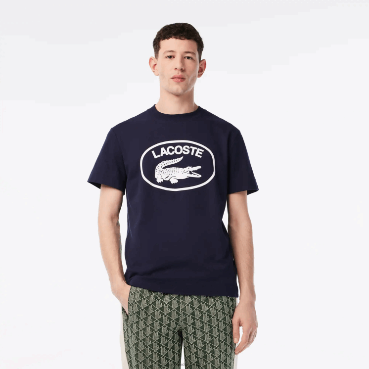 Lacoste ton-sur-ton katoenen T-shirt met relaxte pasvorm 0828H147 zwart/wit hh Heren