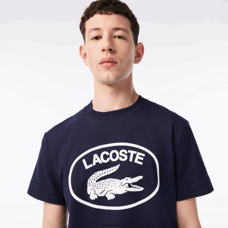 Lacoste ton-sur-ton katoenen T-shirt met relaxte pasvorm 0828H147 zwart/wit hh Heren