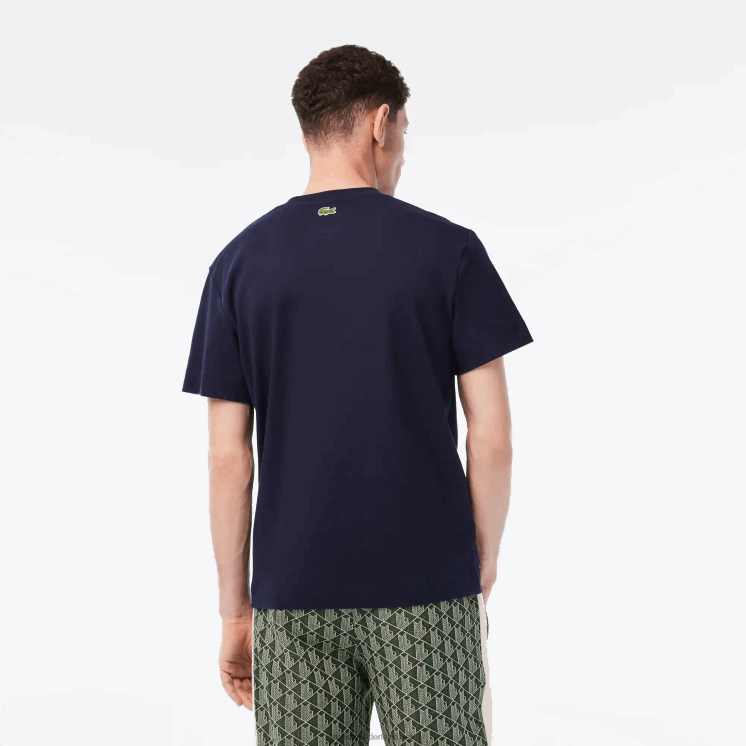 Lacoste ton-sur-ton katoenen T-shirt met relaxte pasvorm 0828H147 zwart/wit hh Heren