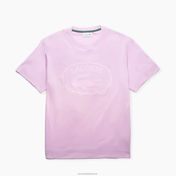 Lacoste ton-sur-ton katoenen T-shirt met relaxte pasvorm 0828H1531 roze z4h Heren