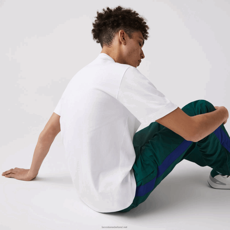 Lacoste wimpels met ronde hals l katoenen T-shirt met badge 0828H914 wit 001 Heren