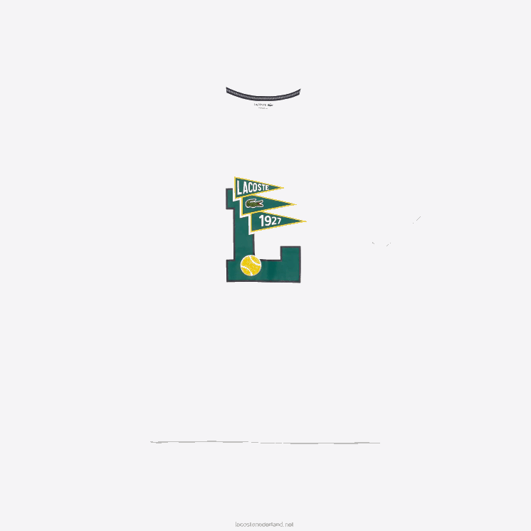 Lacoste wimpels met ronde hals l katoenen T-shirt met badge 0828H914 wit 001 Heren