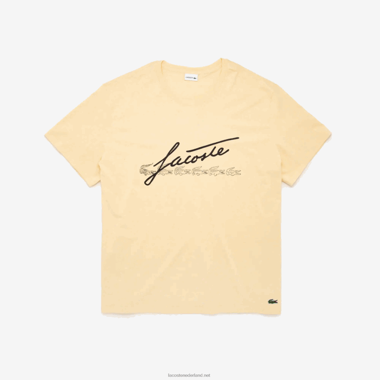 Lacoste xl T-shirt met kenmerkende print 0828H849 gele hbz Heren