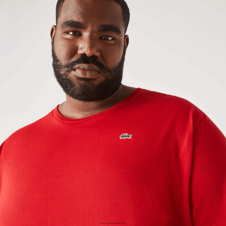Lacoste xl katoenen jersey t-shirt met ronde hals 0828H756 rood 240 Heren