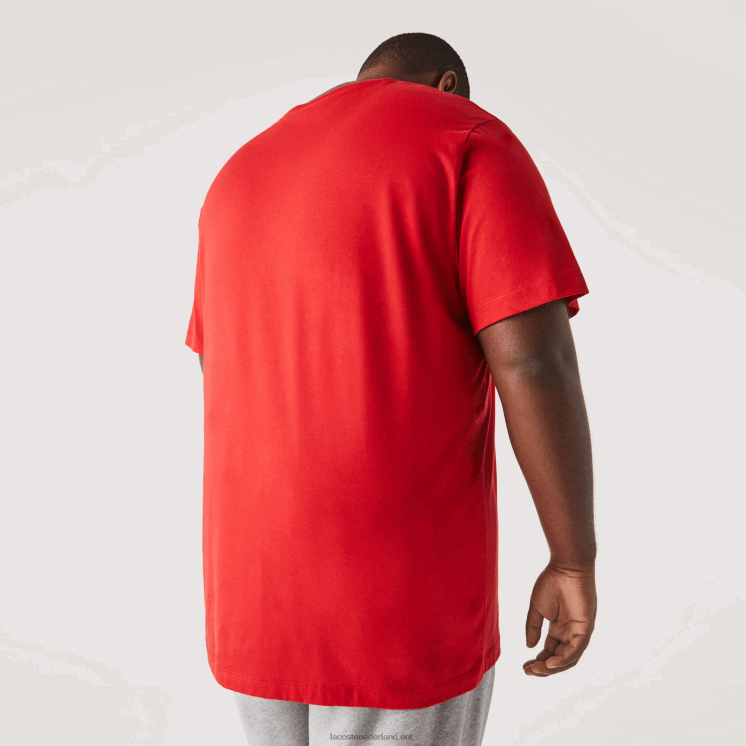 Lacoste xl katoenen jersey t-shirt met ronde hals 0828H756 rood 240 Heren