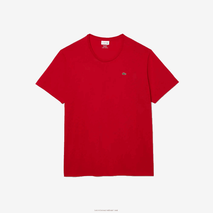 Lacoste xl katoenen jersey t-shirt met ronde hals 0828H756 rood 240 Heren