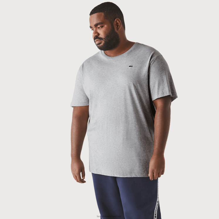 Lacoste xl katoenen jersey t-shirt met ronde hals 0828H757 grijze chine ca Heren