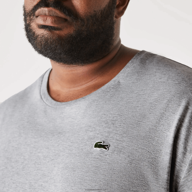 Lacoste xl katoenen jersey t-shirt met ronde hals 0828H757 grijze chine ca Heren