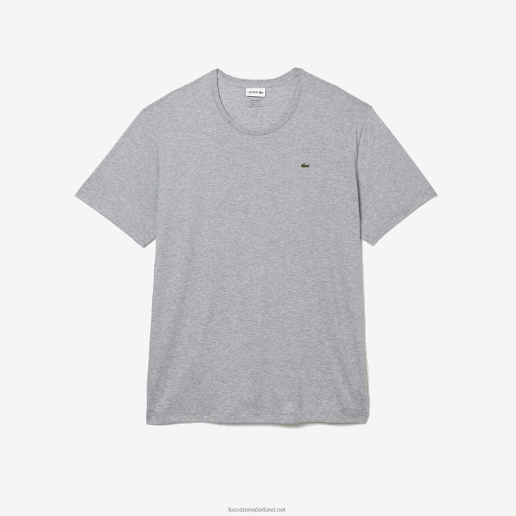 Lacoste xl katoenen jersey t-shirt met ronde hals 0828H757 grijze chine ca Heren