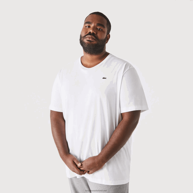 Lacoste xl katoenen jersey t-shirt met ronde hals 0828H758 wit 001 Heren