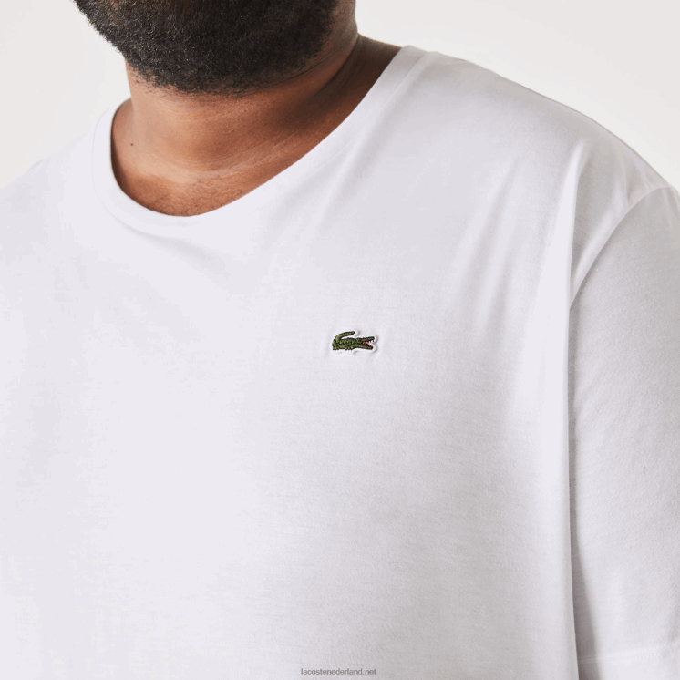 Lacoste xl katoenen jersey t-shirt met ronde hals 0828H758 wit 001 Heren