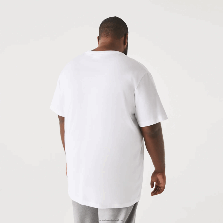Lacoste xl katoenen jersey t-shirt met ronde hals 0828H758 wit 001 Heren