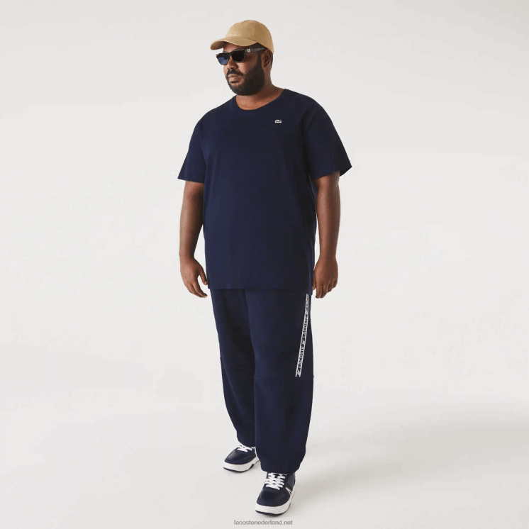Lacoste xl katoenen jersey t-shirt met ronde hals 0828H769 marineblauw 166 Heren