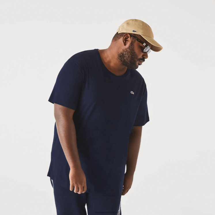 Lacoste xl katoenen jersey t-shirt met ronde hals 0828H769 marineblauw 166 Heren