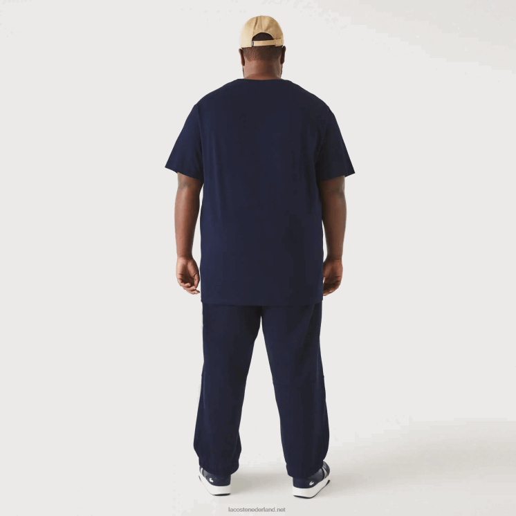 Lacoste xl katoenen jersey t-shirt met ronde hals 0828H769 marineblauw 166 Heren