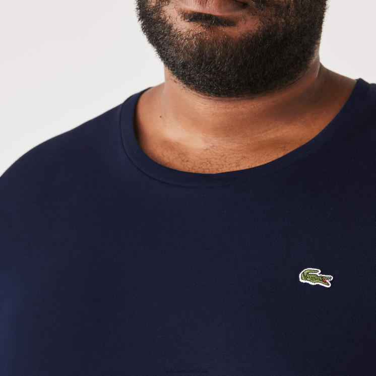 Lacoste xl katoenen jersey t-shirt met ronde hals 0828H769 marineblauw 166 Heren