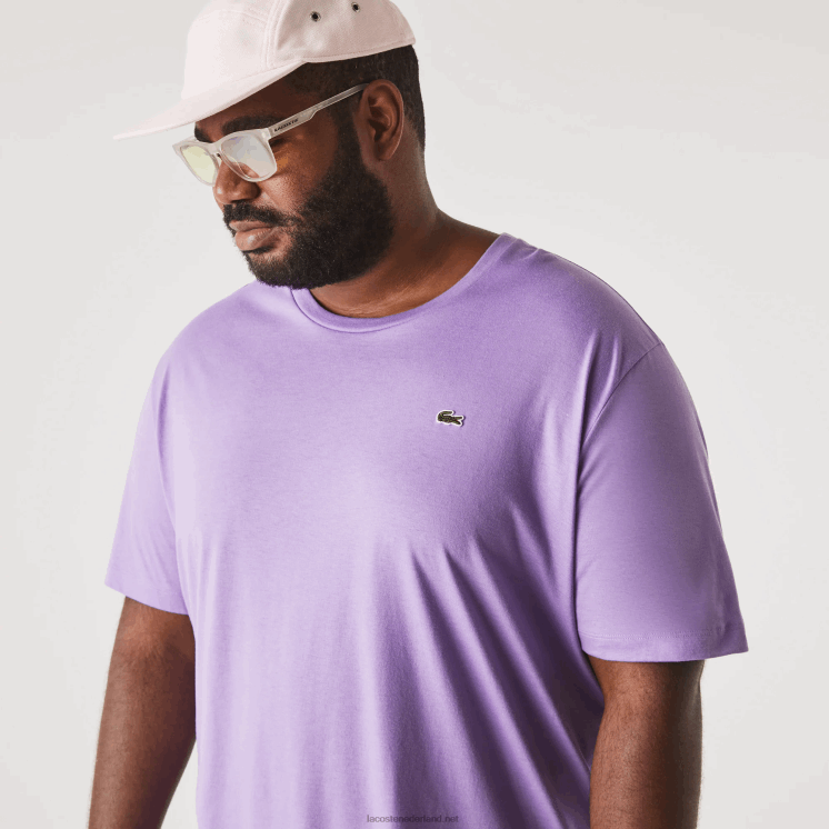 Lacoste xl katoenen jersey t-shirt met ronde hals 0828H829 paarse gfu Heren