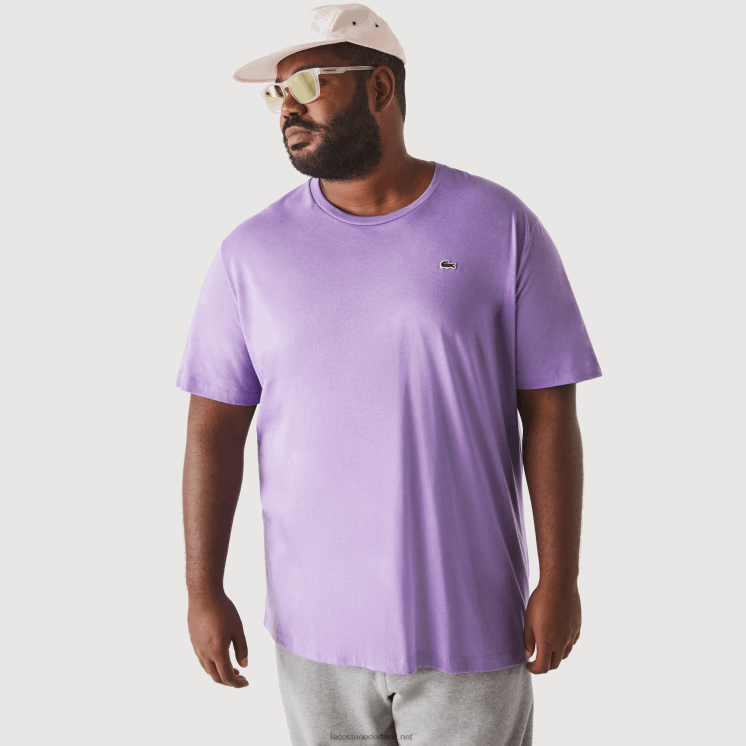 Lacoste xl katoenen jersey t-shirt met ronde hals 0828H829 paarse gfu Heren