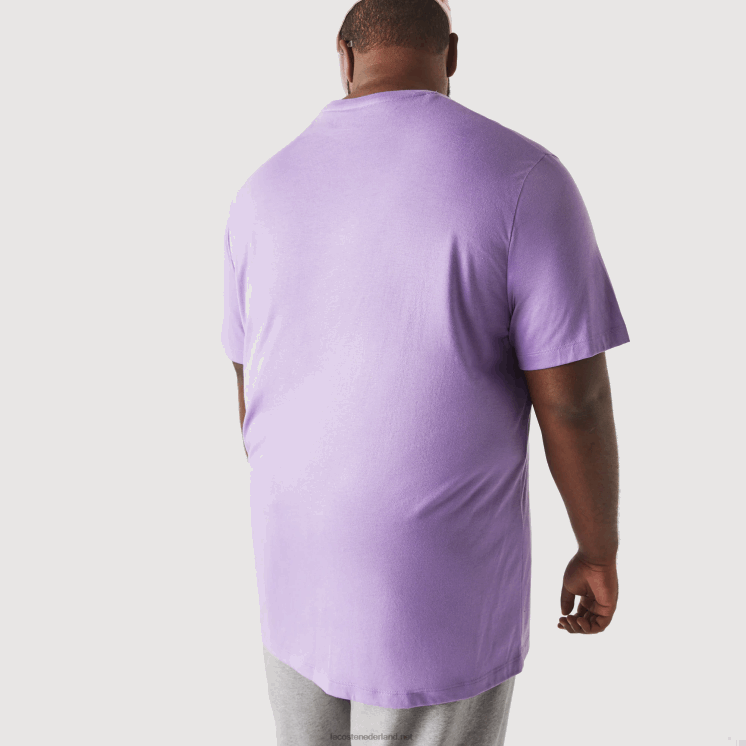 Lacoste xl katoenen jersey t-shirt met ronde hals 0828H829 paarse gfu Heren