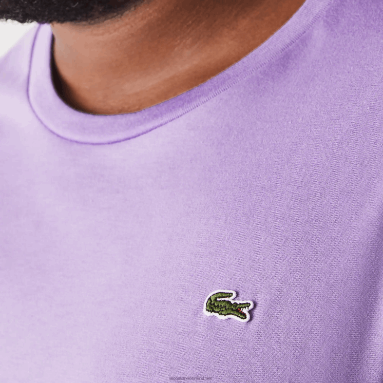 Lacoste xl katoenen jersey t-shirt met ronde hals 0828H829 paarse gfu Heren