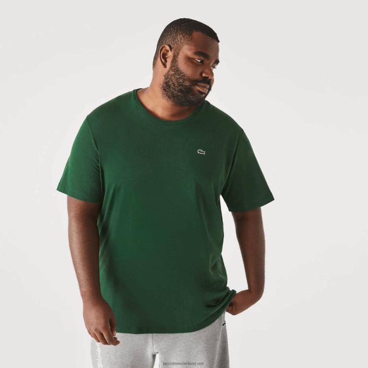 Lacoste xl katoenen jersey t-shirt met ronde hals 0828H832 groen 132 Heren