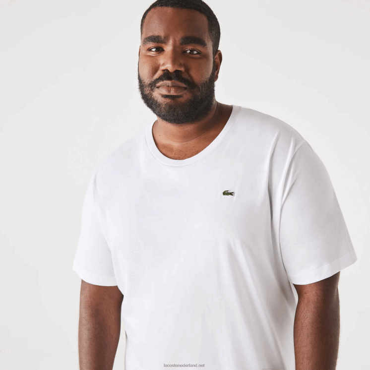 Lacoste xl regular fit T-shirt van pimakatoenjersey 0828H651 wit 001 Heren