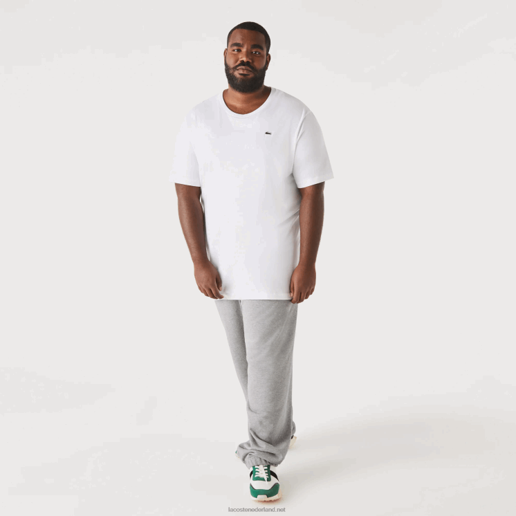 Lacoste xl regular fit T-shirt van pimakatoenjersey 0828H651 wit 001 Heren