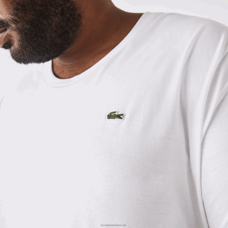 Lacoste xl regular fit T-shirt van pimakatoenjersey 0828H651 wit 001 Heren