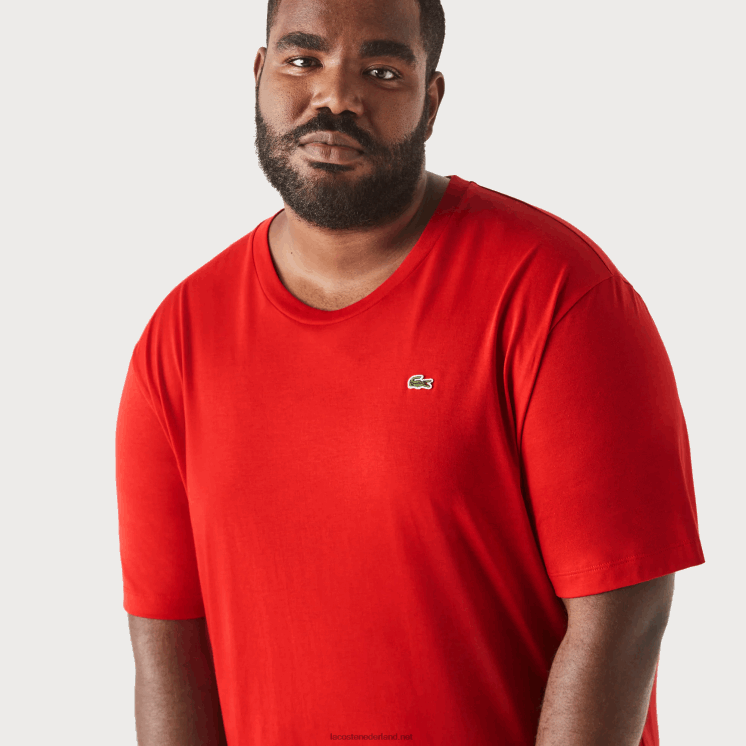 Lacoste xl regular fit T-shirt van pimakatoenjersey 0828H729 rood 240 Heren