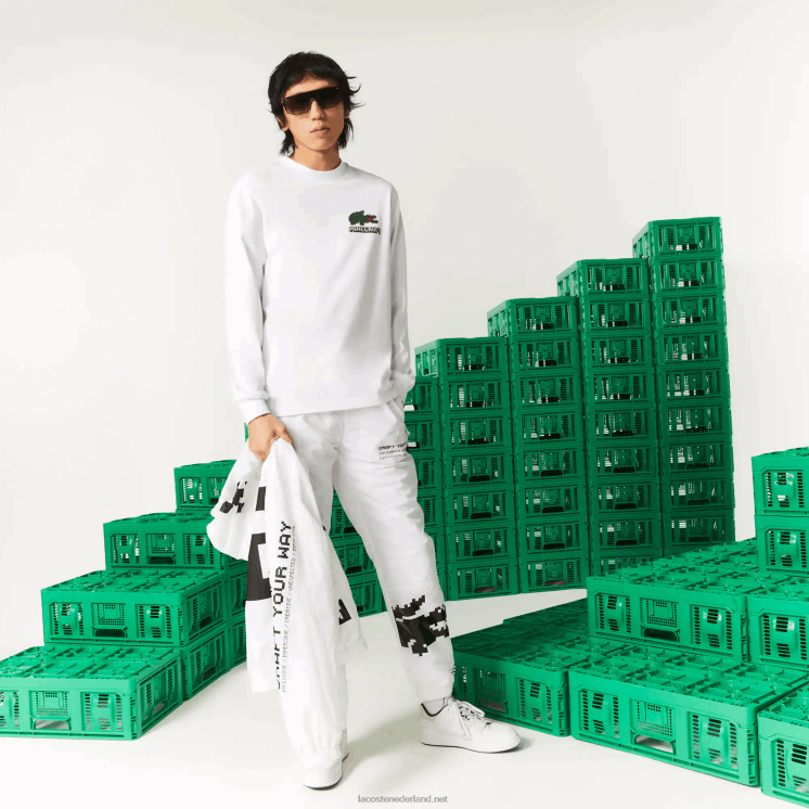 lacoste x minecraft T-shirt van biologisch katoen 0828H939 wit 001 Heren