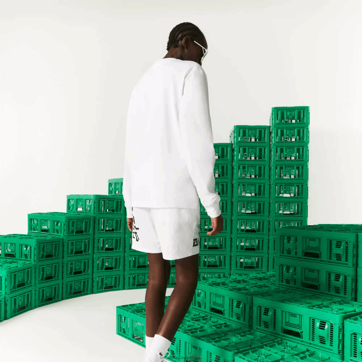 lacoste x minecraft T-shirt van biologisch katoen 0828H939 wit 001 Heren