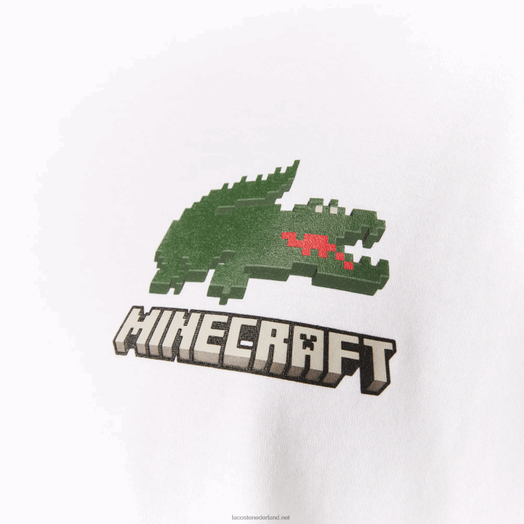 lacoste x minecraft T-shirt van biologisch katoen 0828H939 wit 001 Heren