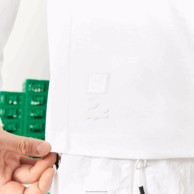 lacoste x minecraft T-shirt van biologisch katoen 0828H939 wit 001 Heren