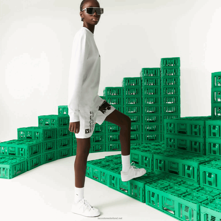 lacoste x minecraft T-shirt van biologisch katoen 0828H939 wit 001 Heren