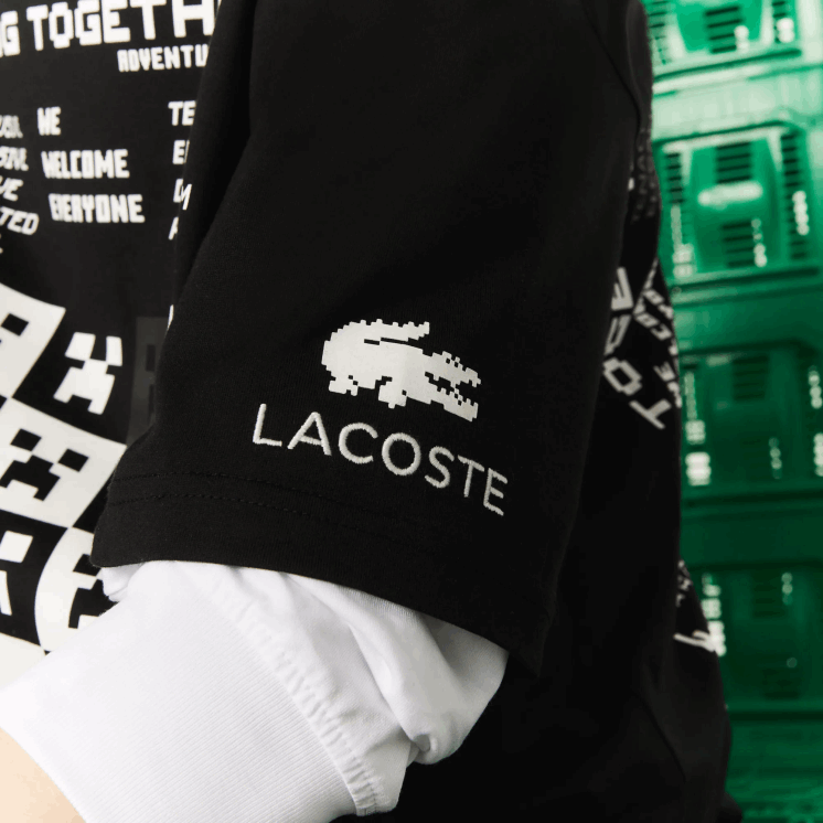 lacoste x minecraft losvallend T-shirt van biologisch katoen 0828H852 zwart 031 Heren