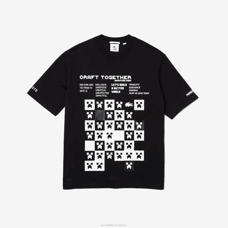 lacoste x minecraft losvallend T-shirt van biologisch katoen 0828H852 zwart 031 Heren