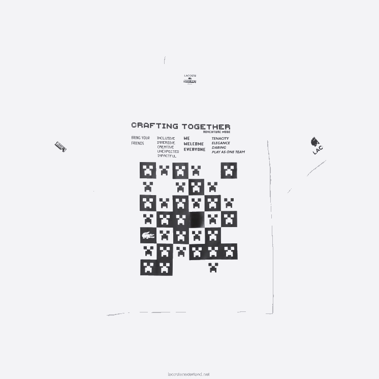 lacoste x minecraft losvallend T-shirt van biologisch katoen 0828H853 wit 001 Heren