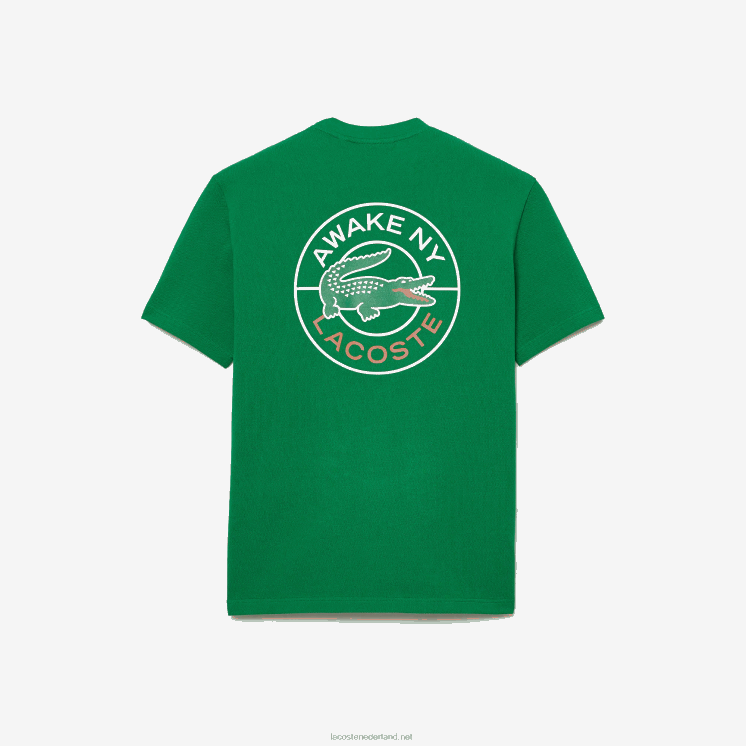 lacoste x wake ny logo katoenen piqué t-shirt 0828H892 groene mee Heren