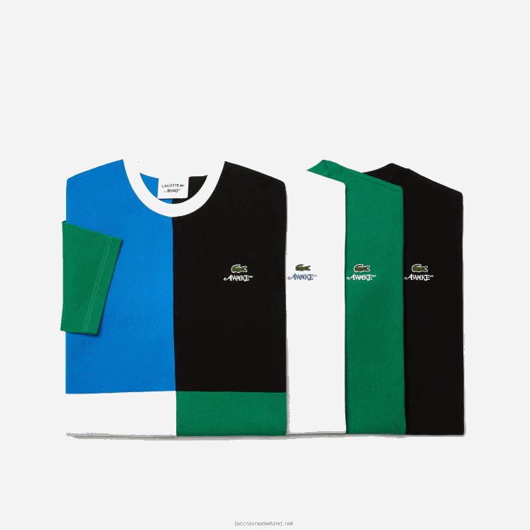 lacoste x wake ny logo katoenen piqué t-shirt 0828H892 groene mee Heren