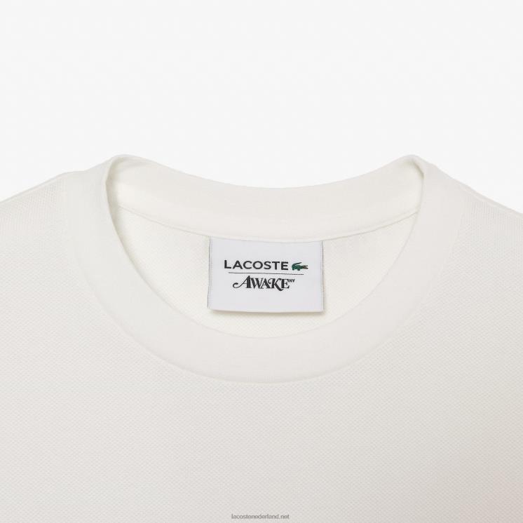 lacoste x wake ny logo katoenen piqué t-shirt 0828H893 wit 70v Heren